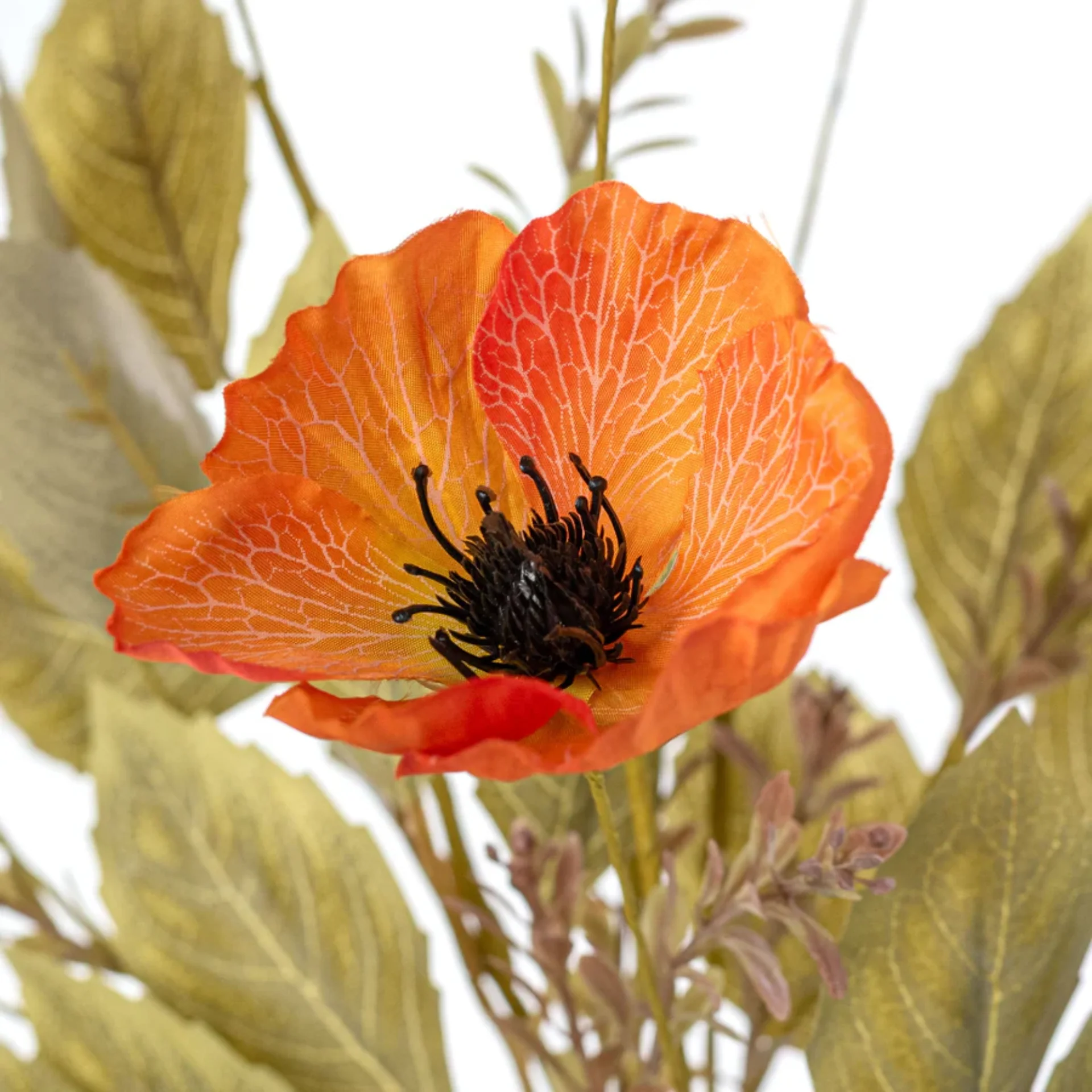 Orange Poppy 20" Faux Floral Bush - Image 3