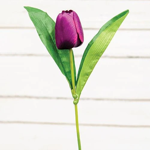 Purple Tulip 17.5" Faux Floral Stem - Image 2