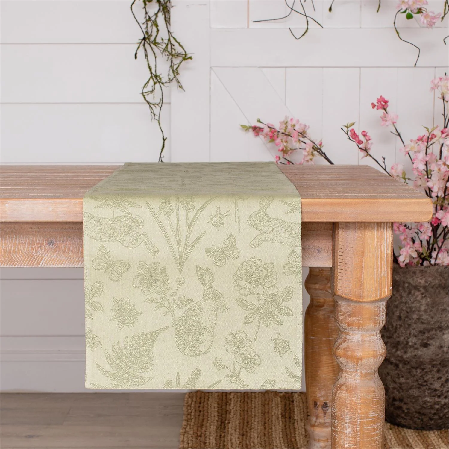 Rabbit And Fern Jacquard 72" Table Runner - Image 4