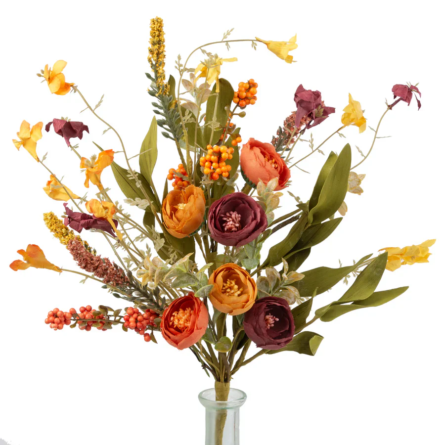 ๐ Ranunculus Fall Mixed 17" Faux Floral Bush