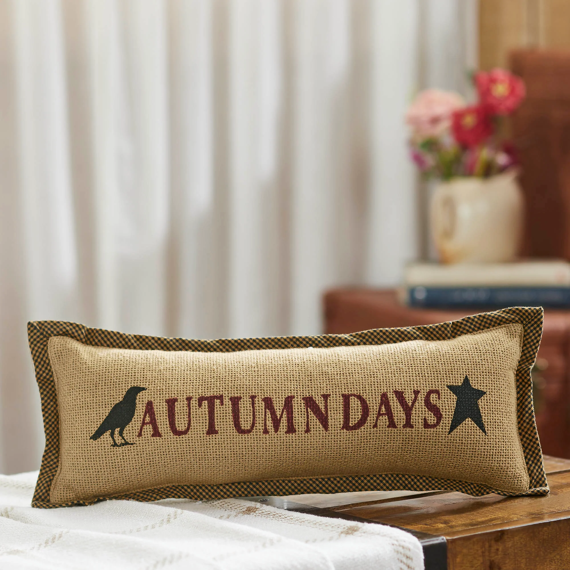 Raven Harvest Autumn Days Pillow 5" x 15"