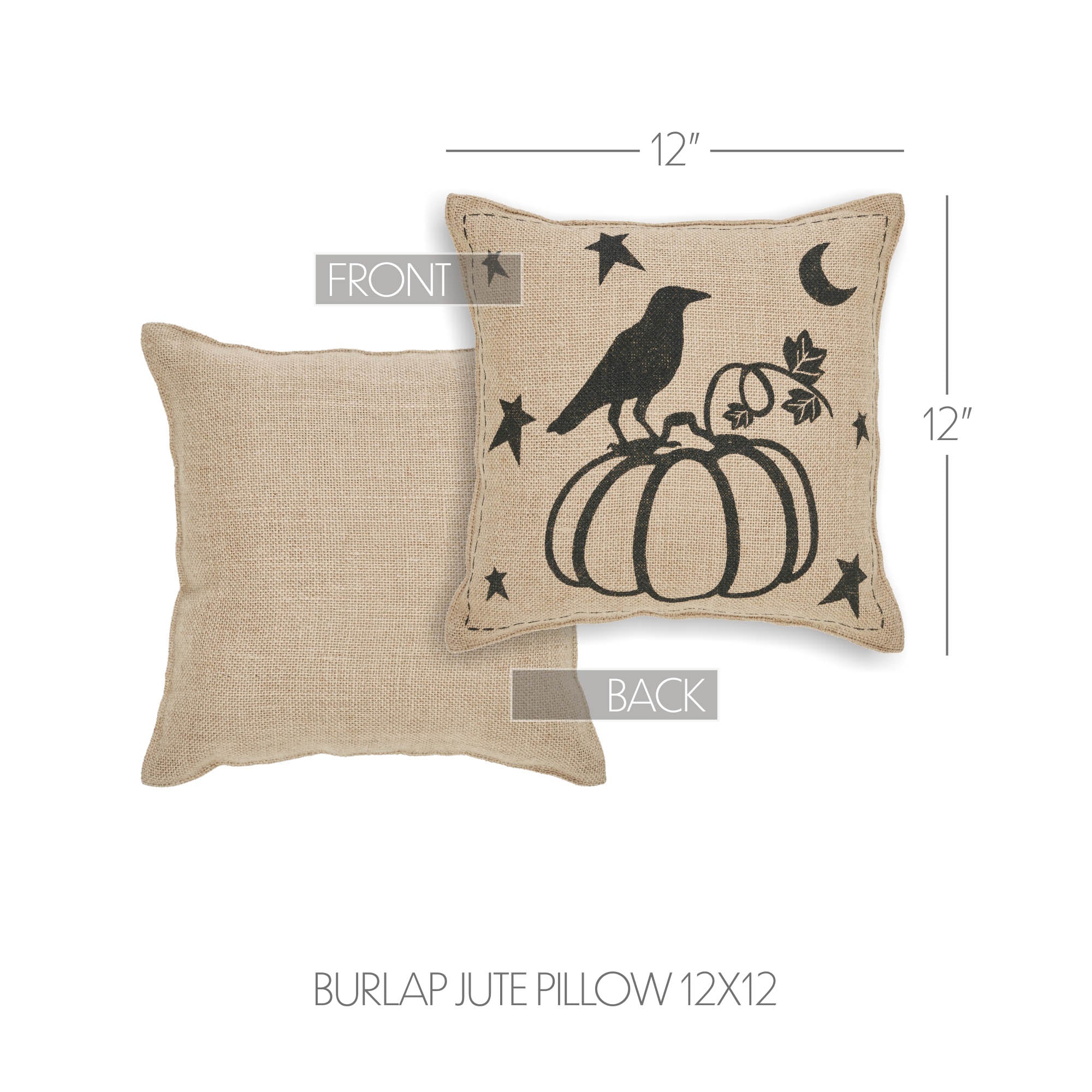 Raven Harvest Burlap Jute 12" Fall Pillow - Image 4