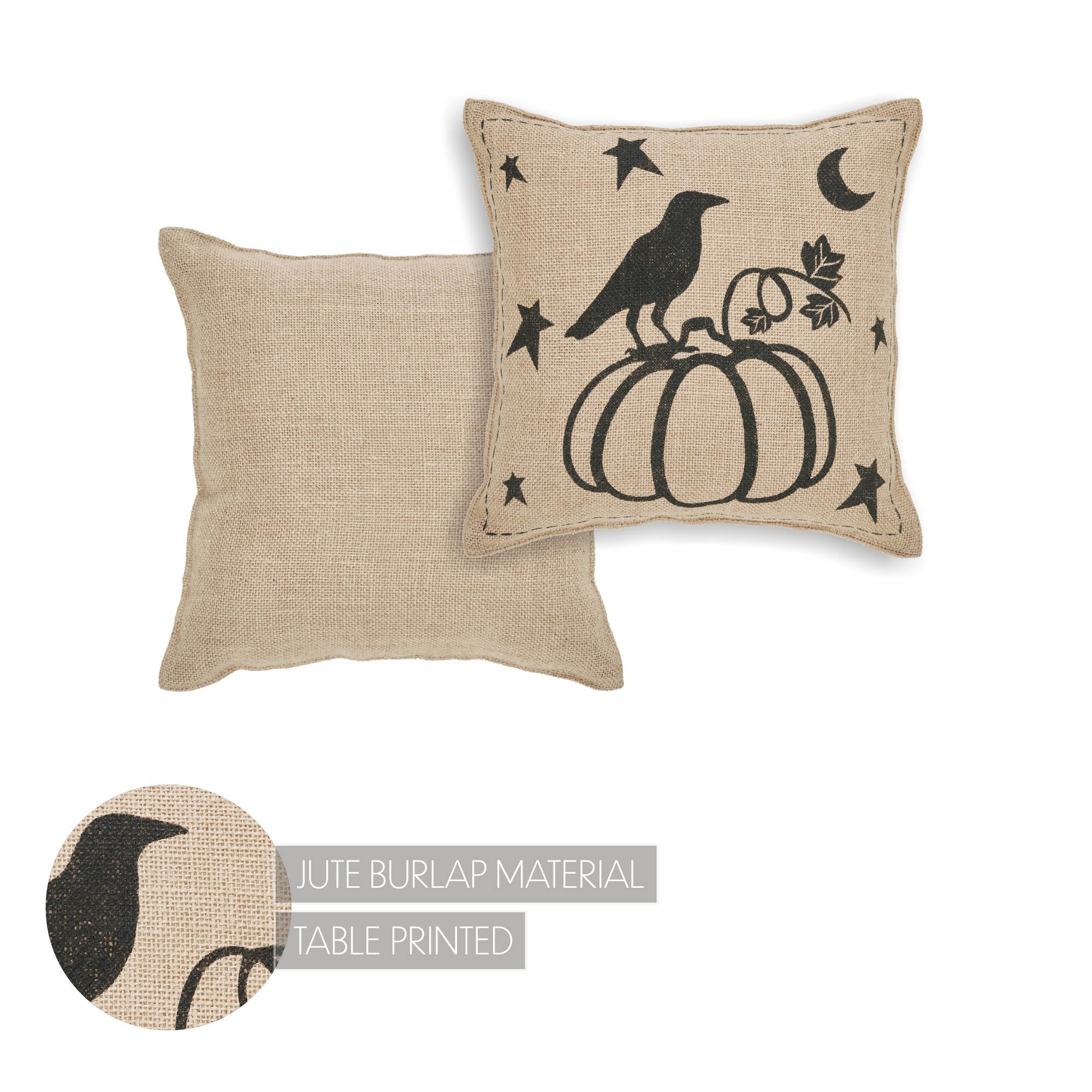 Raven Harvest Burlap Jute 12" Fall Pillow - Image 5