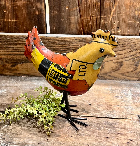 Recycled Metal Standing Chicken 9" H - Image 2