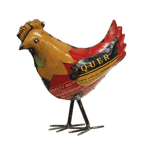 Recycled Metal Standing Chicken 9" H - Image 3