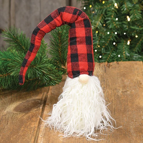 Red and Black Plaid Santa Gnome Figure