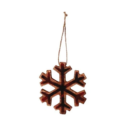 Red and Black Plaid Snowflake Ornament 3.25" Diameter