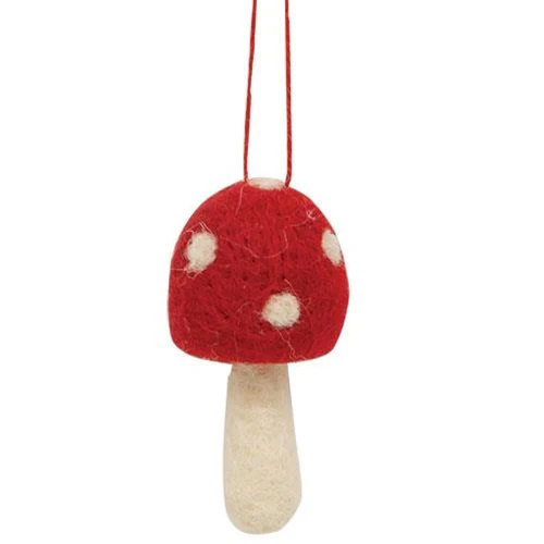 ๐ Red and White Mushroom Felt Ornament