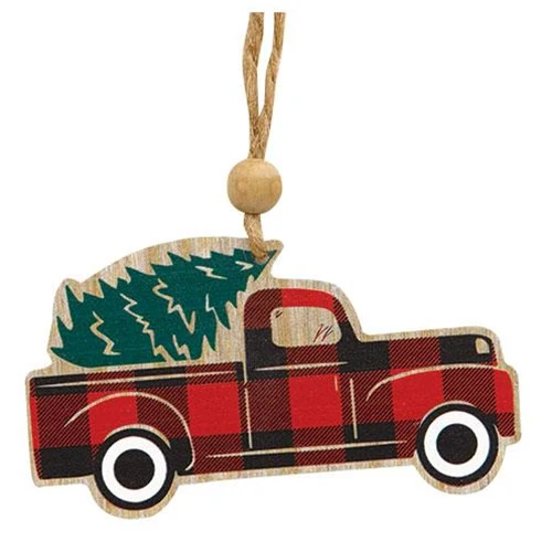 Red & Black Buffalo Check Truck Ornament - Image 2