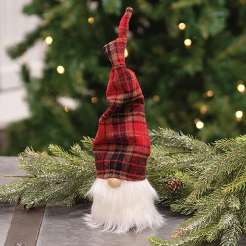 Red & Black Plaid Hat Gnome Fabric Figure