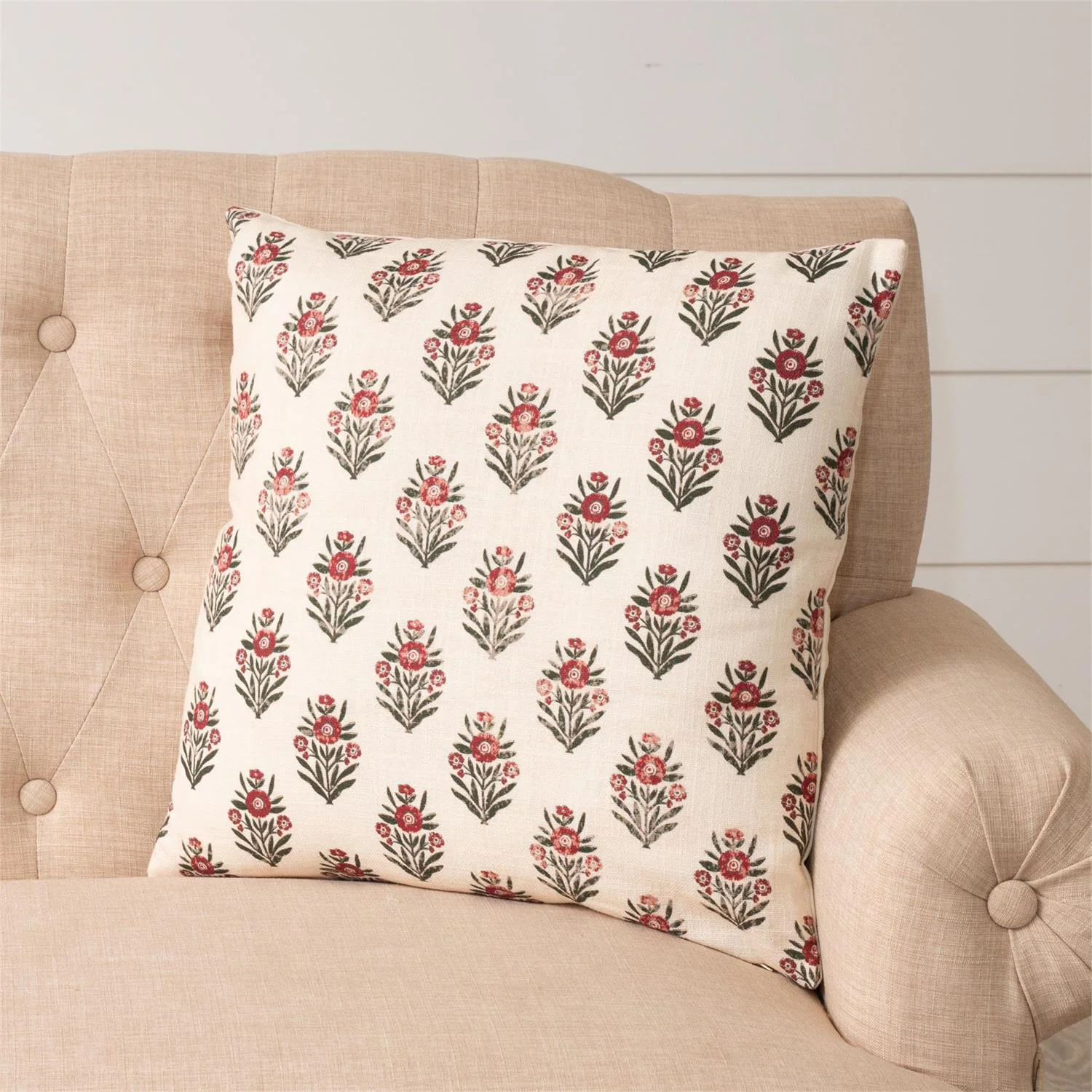 Red Block Print Silhouette 18" Accent Pillow