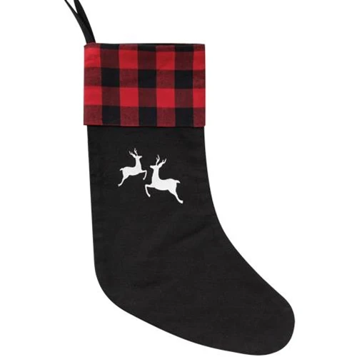 Red Buffalo Check Reindeer Stocking - Image 2