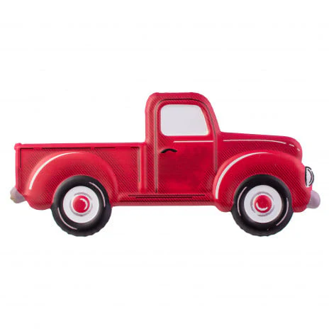 Red Farmhouse Truck 12" Metal Embossed Hanger