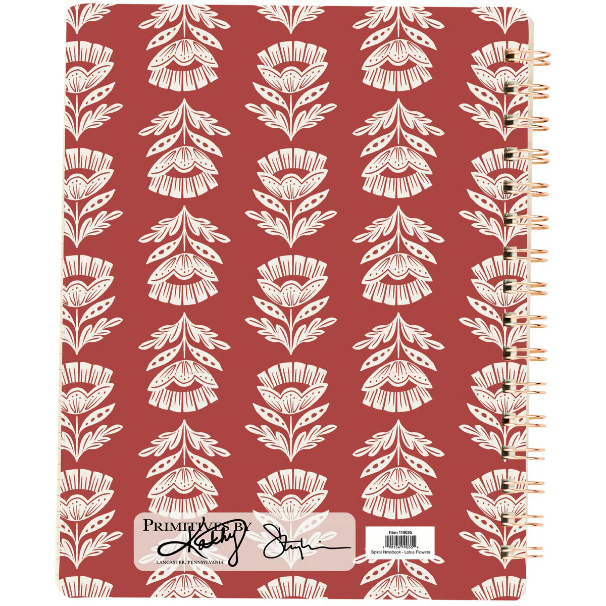 Red Folk Floral Spiral Notebook - Image 4
