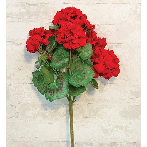 ๐ Red Geranium 18" Faux Floral Bush