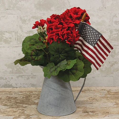 ๐ Red Geraniums 15" Faux Floral Bush - Image 3