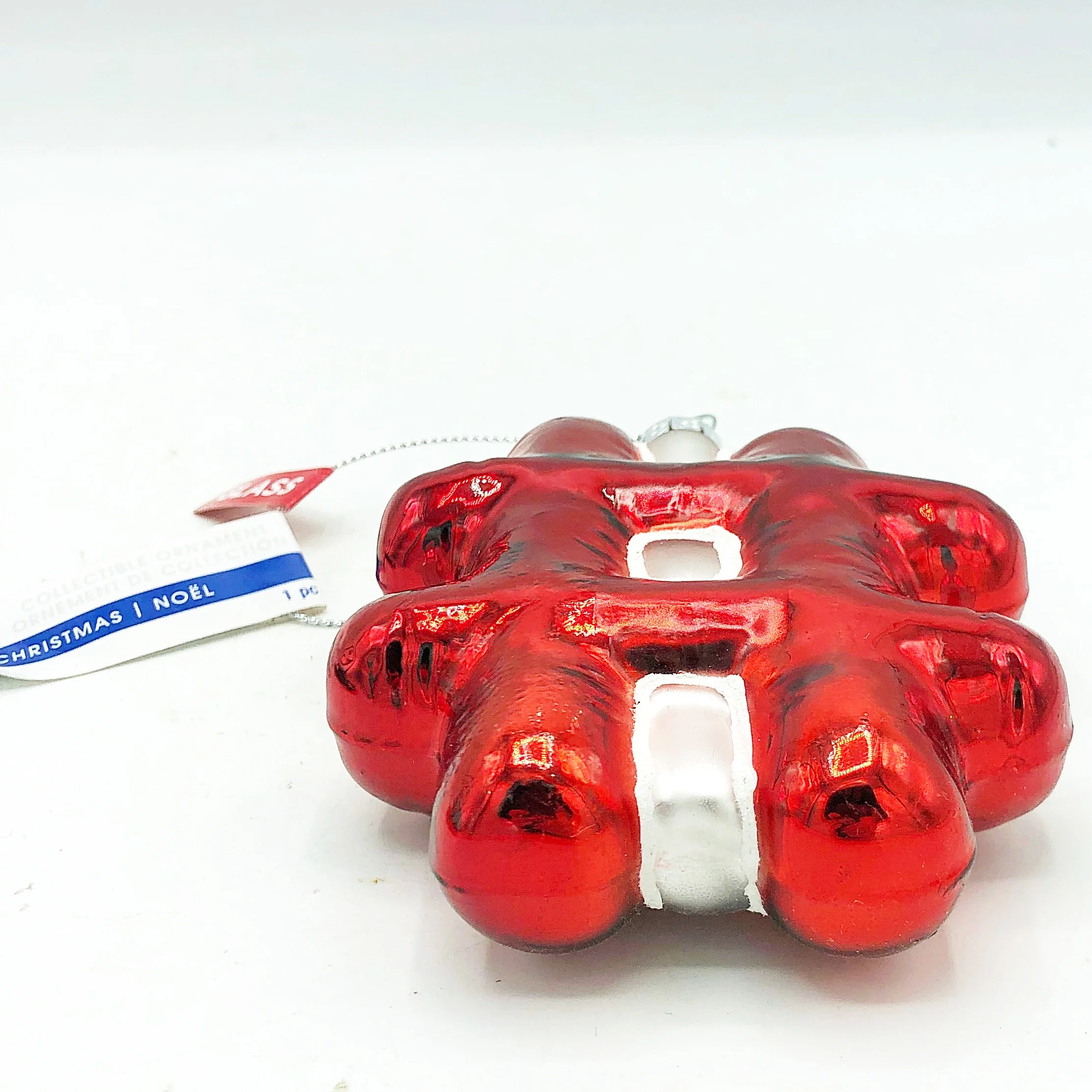 💙 Red Hashtag Blown Glass Ornament - Image 4