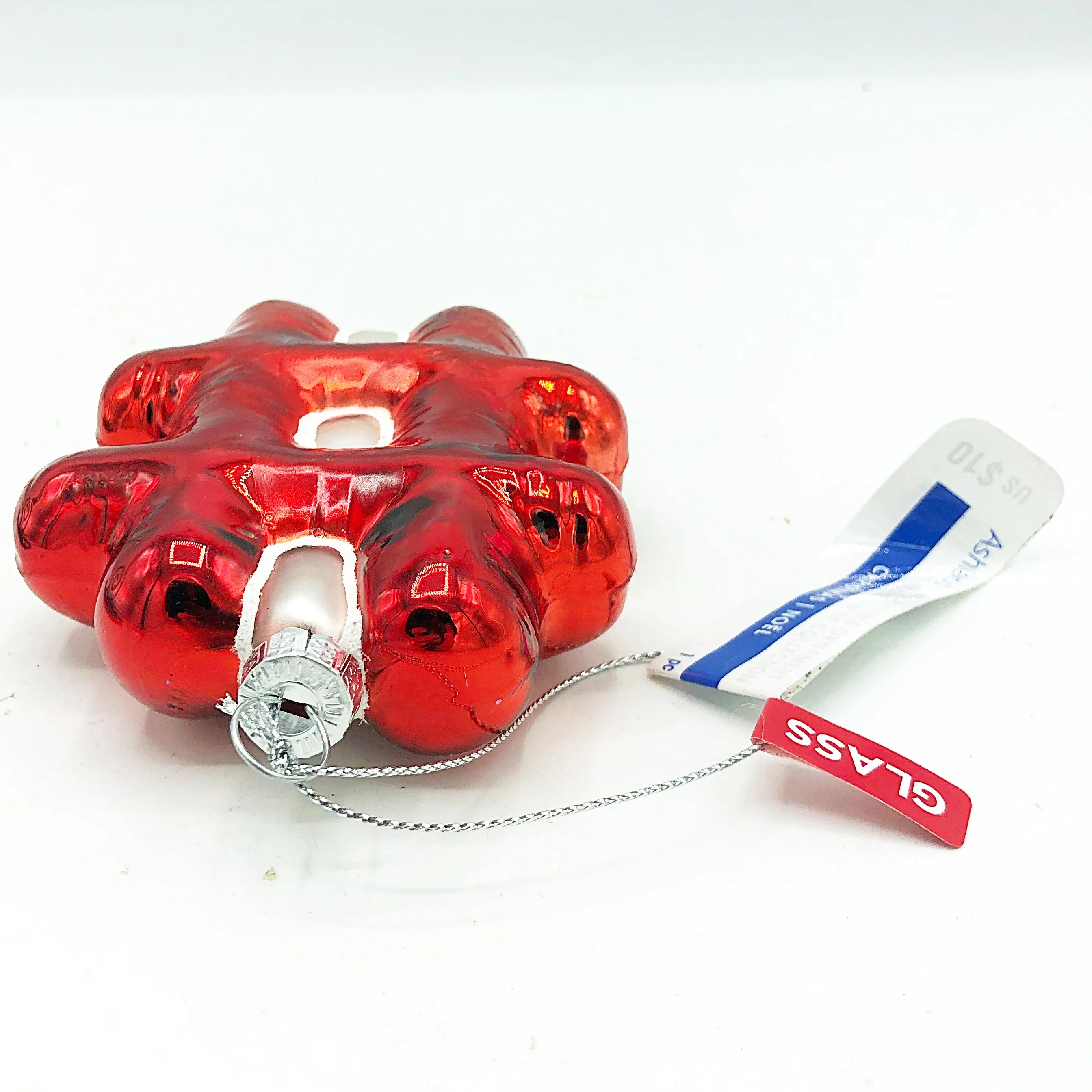 💙 Red Hashtag Blown Glass Ornament - Image 5