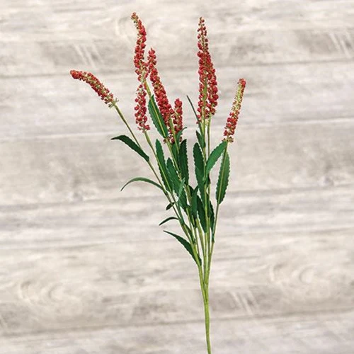 💙 Red Icker Flower & Leaves 20" Faux Floral Spray - Image 2