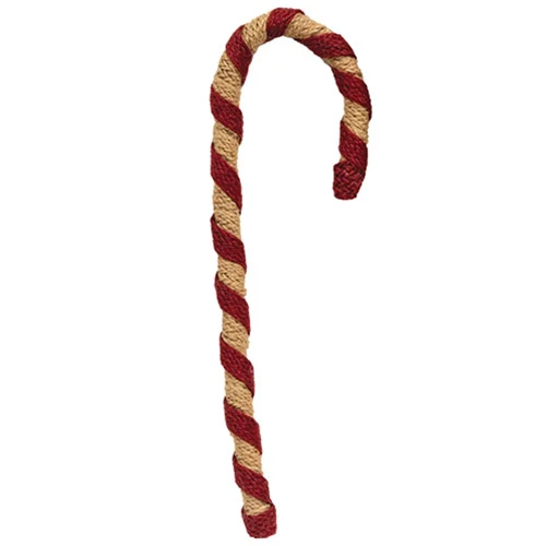 Red & Natural Jute Candy Cane 13.5" H