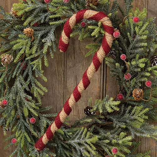Red & Natural Jute Candy Cane 13.5" H - Image 2