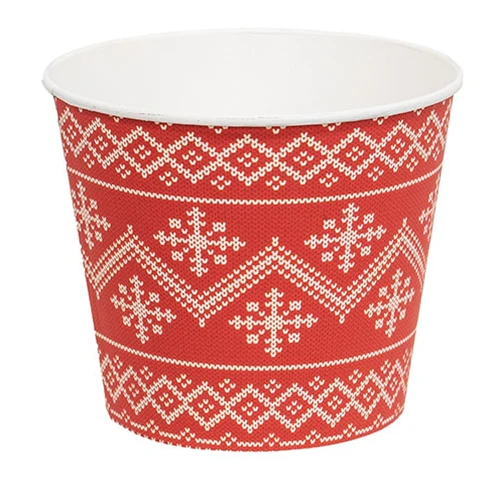 Red Nordic Snowflake 4" Metal Bucket