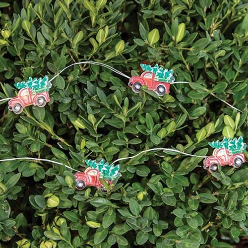 Red Pickup Truck with Tree Timer Lights 15 Count Battery Powered - Image 2