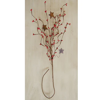 ๐ Red Pip Berries & Rusty Star 24" Spray