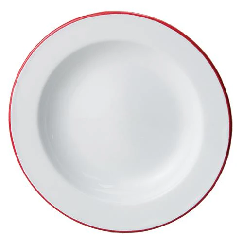 ๐ Red Rim Enamelware 8" Salad Plate