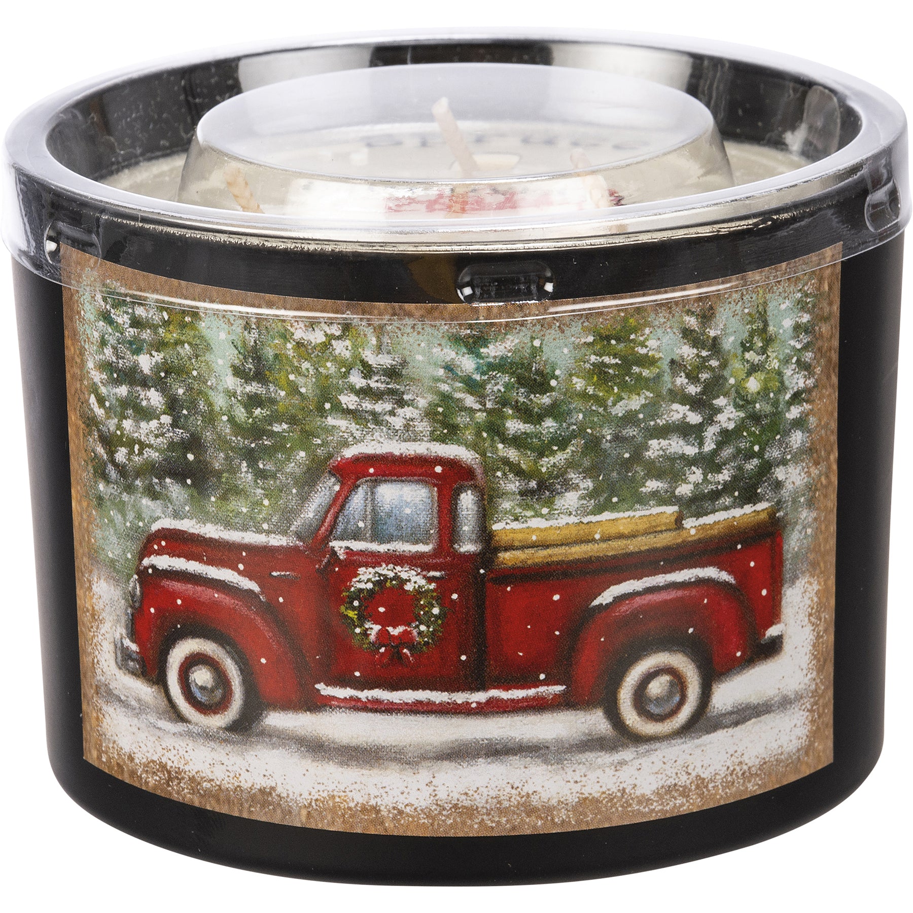 Red Truck Spruce Scented Christmas 14 oz Jar Candle - Image 3
