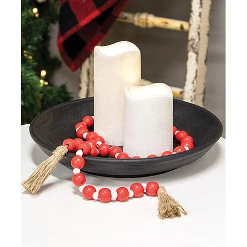 ๐ Red & White Bead 46" Garland with Tassels - Image 2