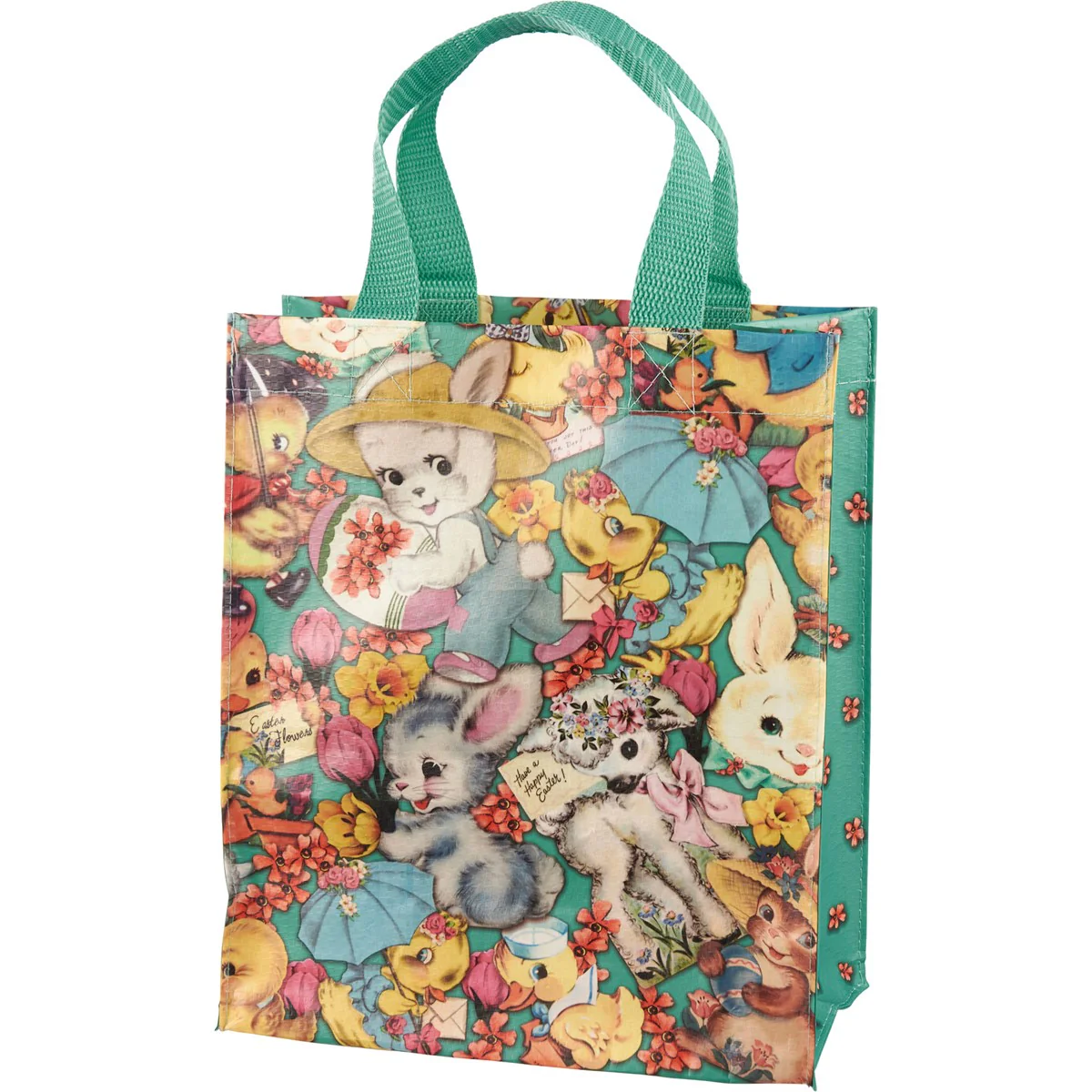 Retro Easter Bunnies Lambs and Chicks Daily Reusable Market Tote