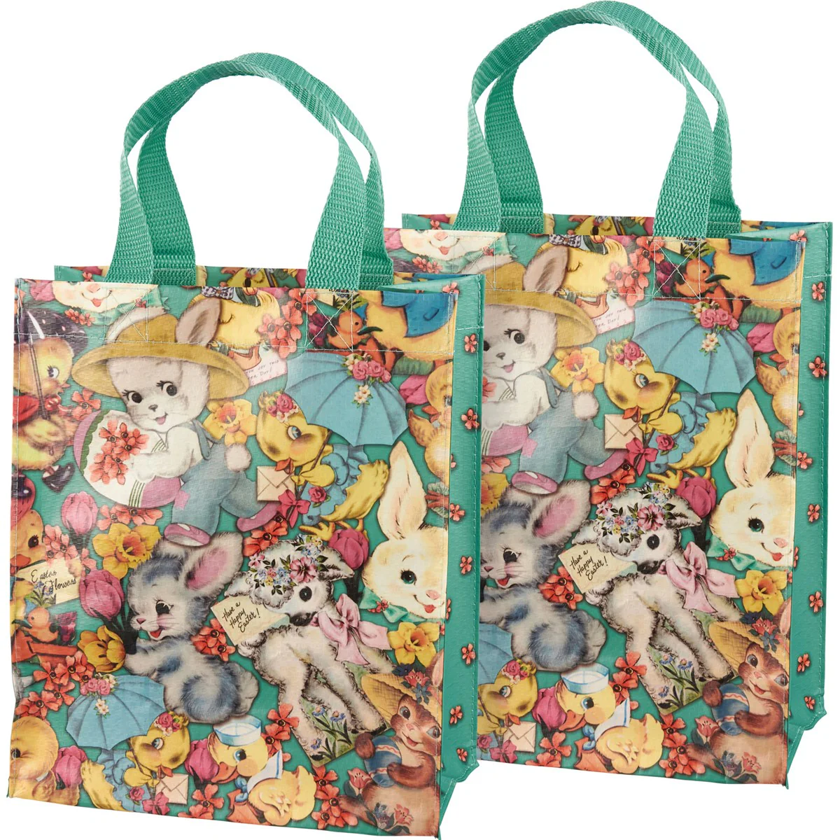 Retro Easter Bunnies Lambs and Chicks Daily Reusable Market Tote - Image 2