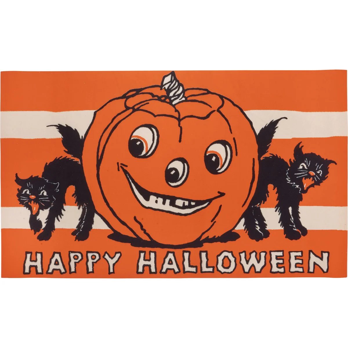 Retro Happy Halloween Jack O'Lantern and Cats Non Slip Rug - Image 2
