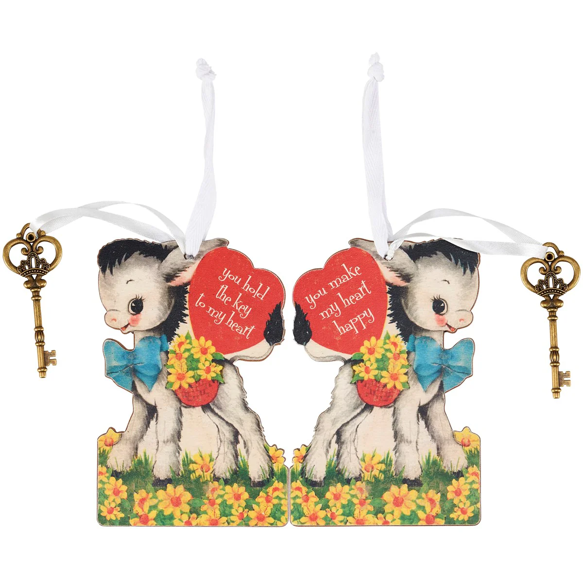 ๐ Retro Inspired Key To My Heart Donkey Valentine Ornament - Image 2