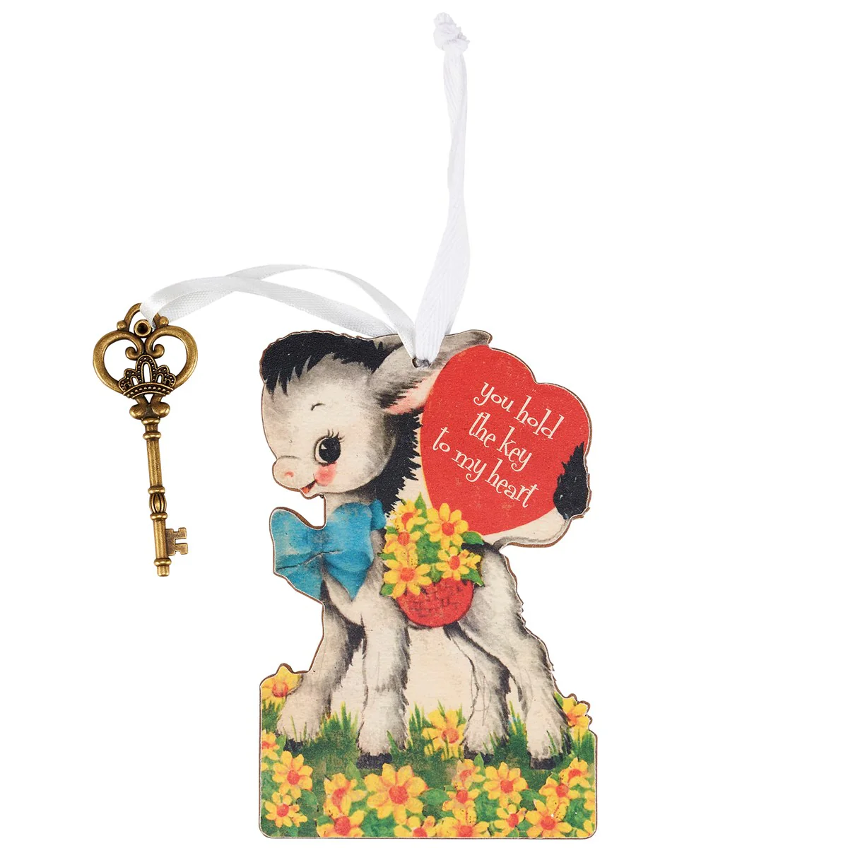 ๐ Retro Inspired Key To My Heart Donkey Valentine Ornament - Image 3