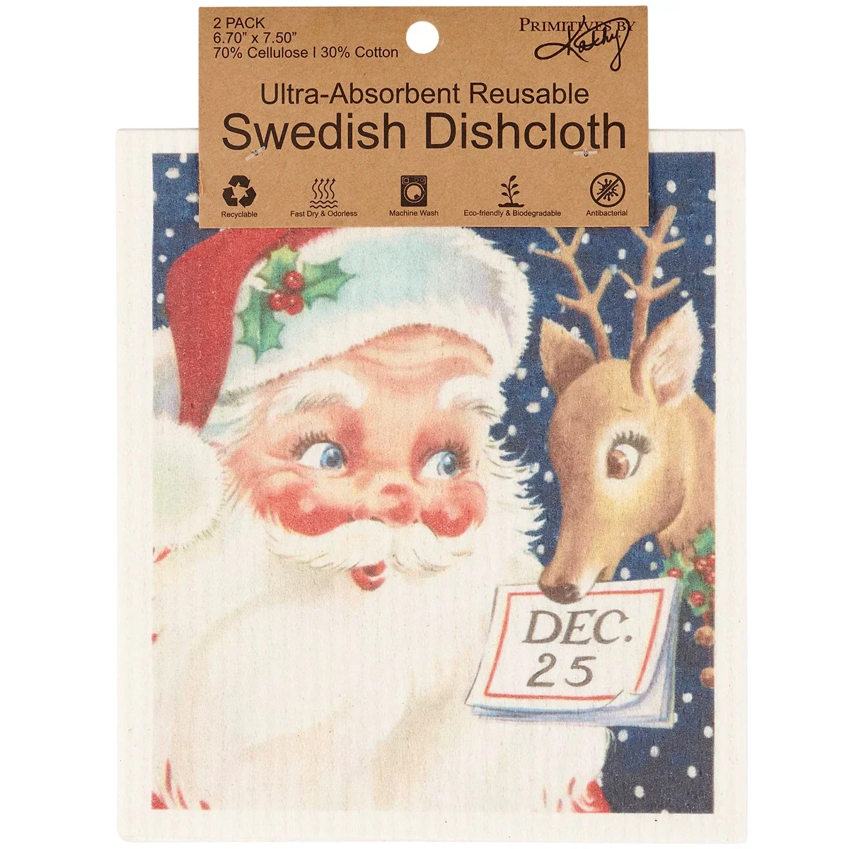๐ Retro Santa Claus Swedish Dishcloth Set - Image 5