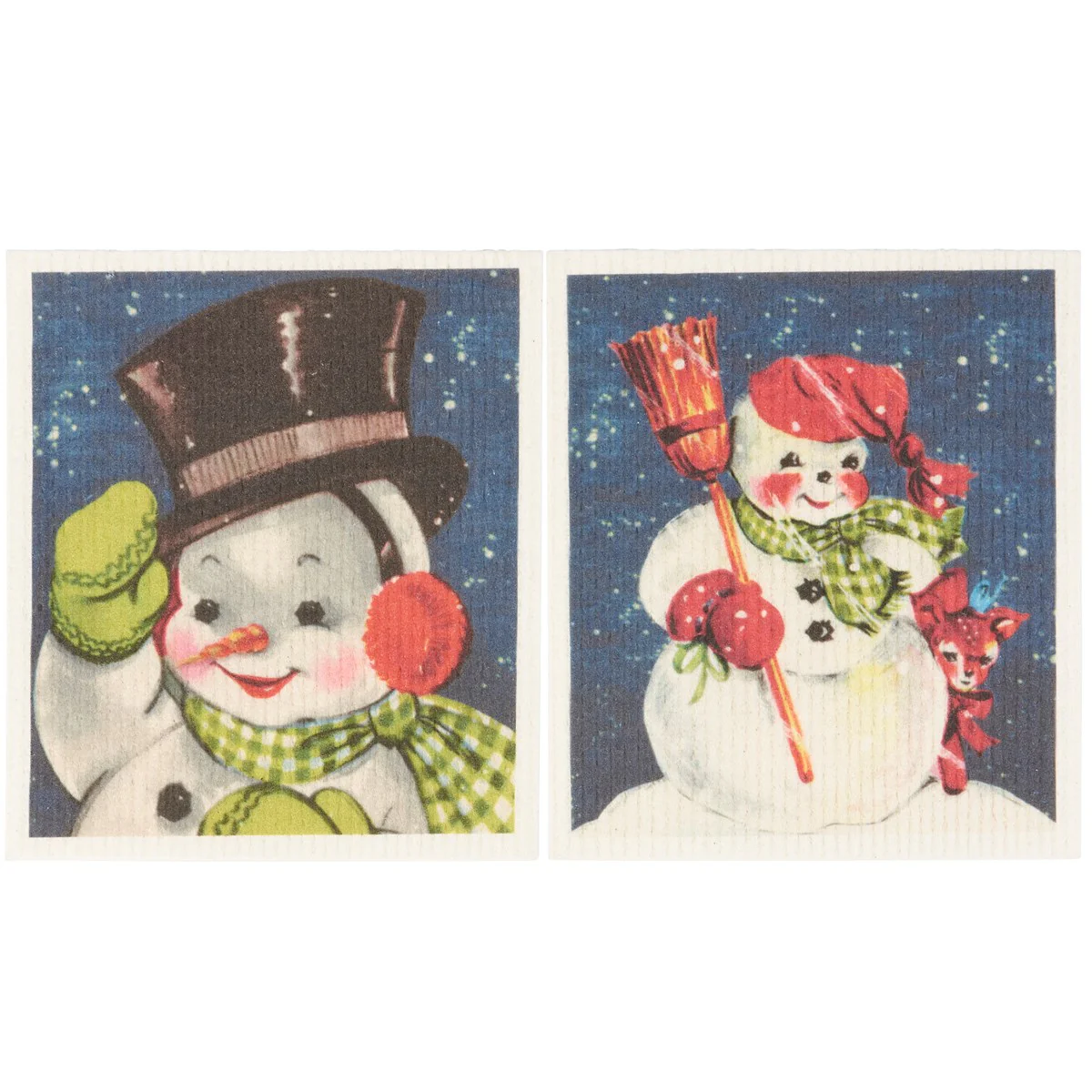 ๐ Retro Snowmen Swedish Dishcloth Set - Image 4