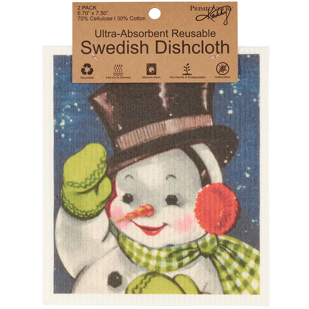 ๐ Retro Snowmen Swedish Dishcloth Set - Image 5
