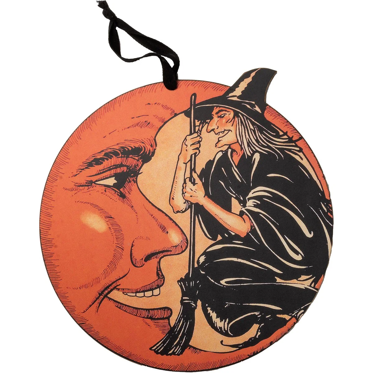 ๐ Retro Witch and Moon Halloween Wall Decor