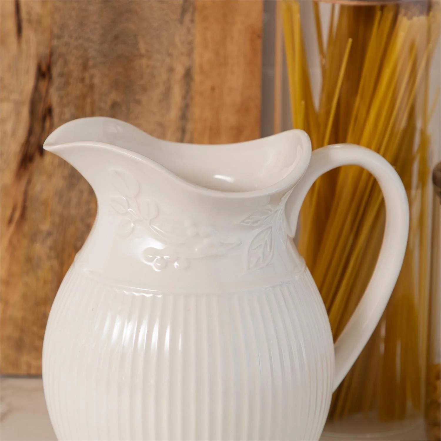 Ridged with Leaf Detail Dolomite Pitcher - Image 3