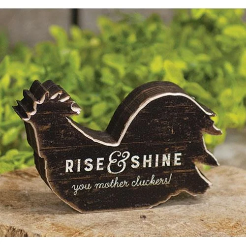 💙 Rise & Shine Chunky Wood Rooster Shelf Sitter - Image 2