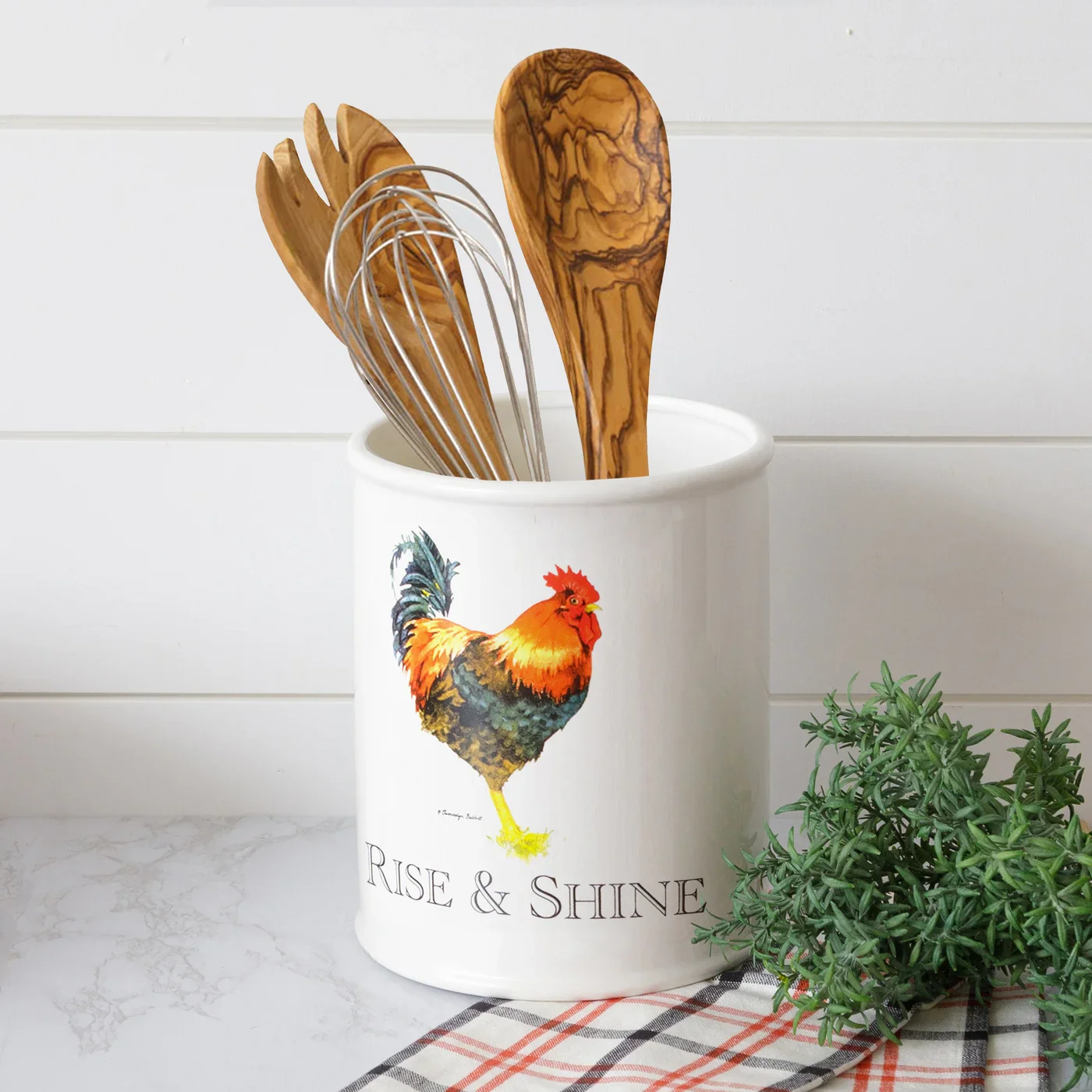 Rise & Shine Rooster Ceramic Crock - Image 2