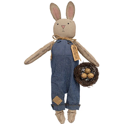 DAY 5 ๐๐ท 20 DAYS OF BUNNIES Robin Bunny Doll with Birdnest 19" H