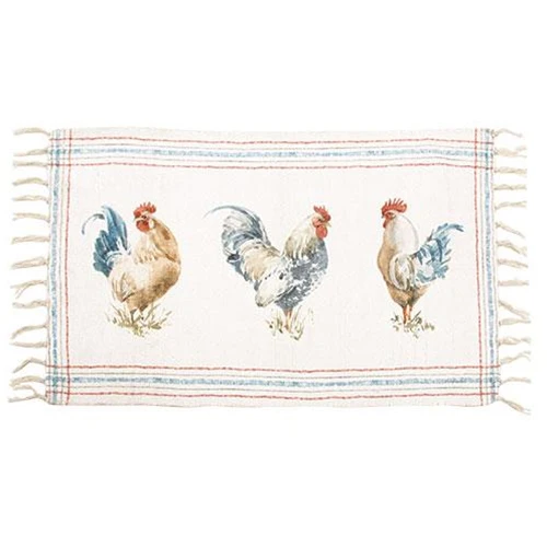 💙 Rooster Trio Kitchen Floor Mat