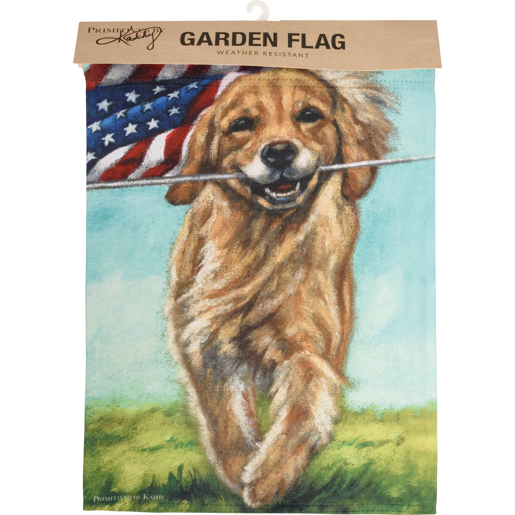 Running Golden Retriever Dog with American Flag Garden Flag - Image 3