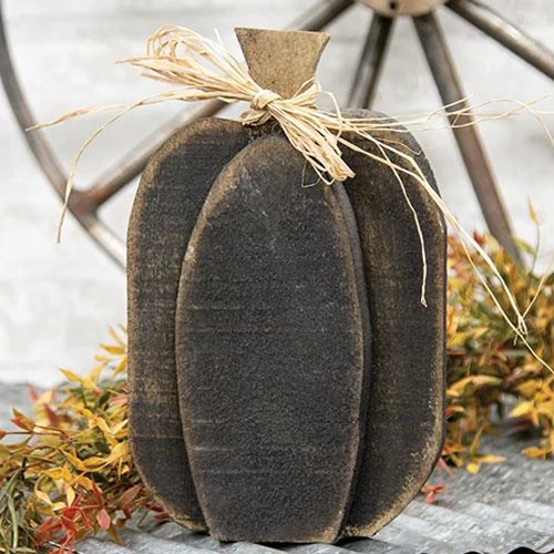DAY 22 ๐ 31 DAYS OF SPOOKYWEEN Rustic Black Layered Wood Pumpkin Sitter 10" H