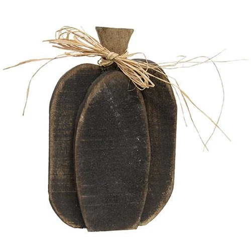 DAY 22 ๐ 31 DAYS OF SPOOKYWEEN Rustic Black Layered Wood Pumpkin Sitter 10" H - Image 2