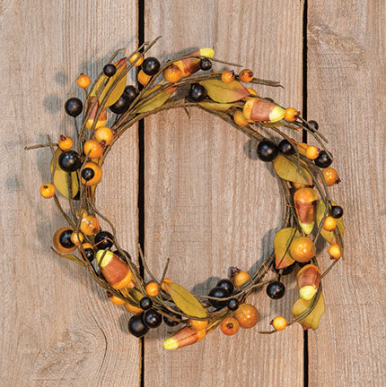 ๐ Rustic Candy Corn and Berries 10" Wreath Ring