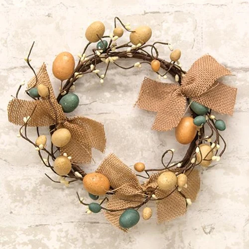 Rustic Egg Pip & Burlap 6.5" Faux Easter Ring
